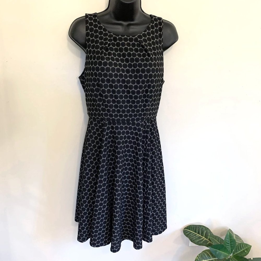 Elle | Polka Dot Fit & Flare Dress | Black & White | Small